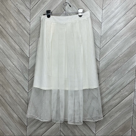 Who What Wear White Gingham Birdcage Midi Skirt - Picture 3 of 6